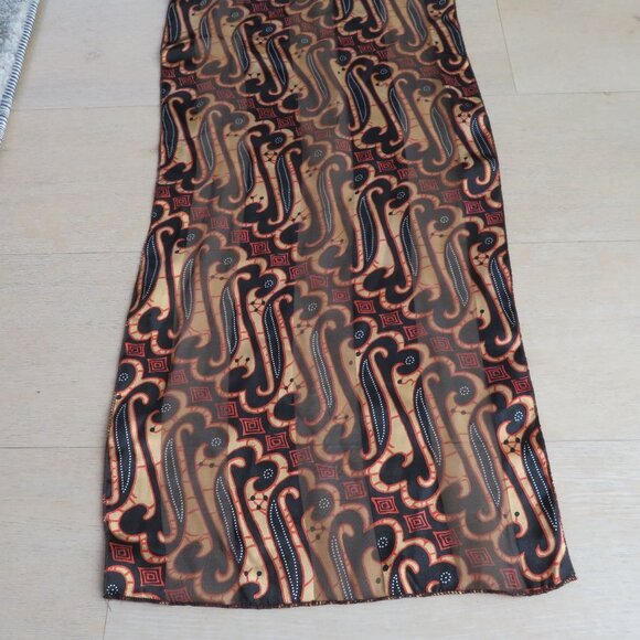 Vintage Brown Paisley Pattern Sheer Neck Scarf For Women - Picture 3 of 4